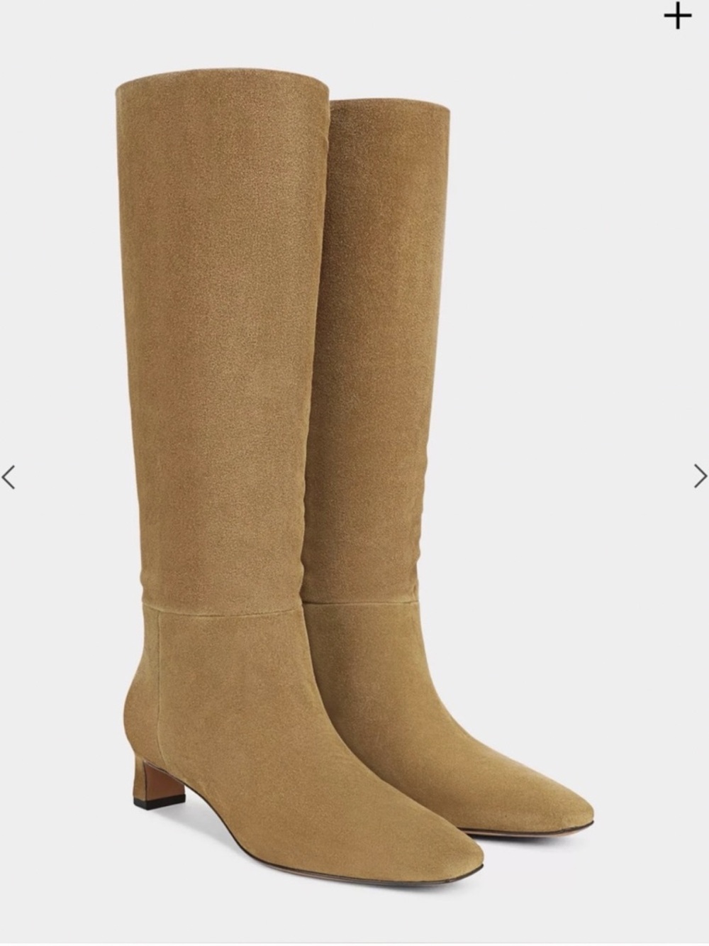 Vince Harlan Tall Suede Boot, Tan light brown Sahara modern minimalist trendy